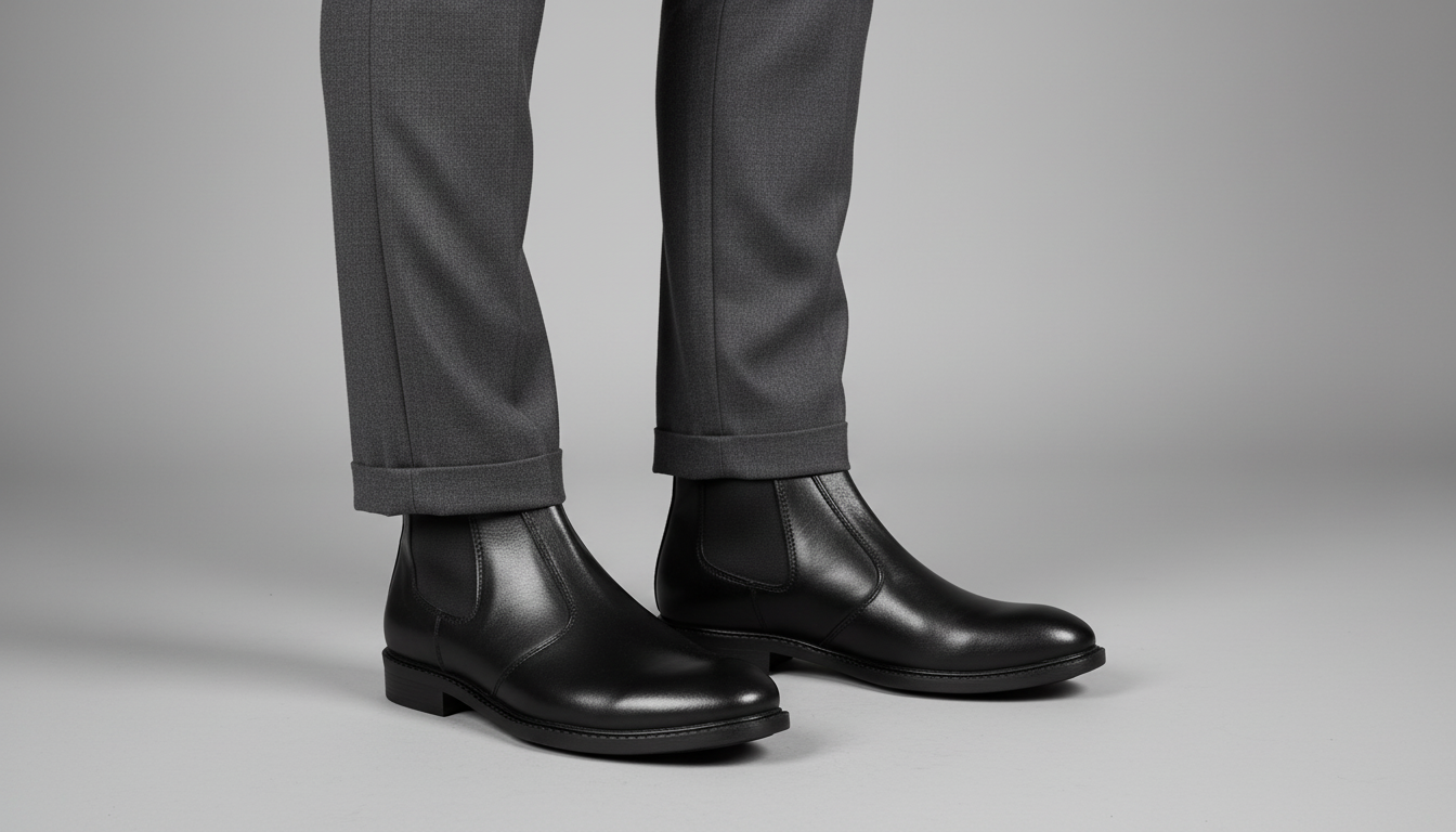 Black premium Chelsea boots for men with sleek design and comfortable fit